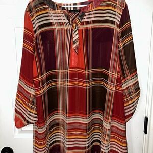 Elegant Plaid Blouse in Red and Brown